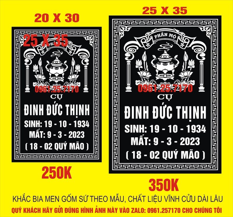 Khắc bia men sứ và đá hoa cương